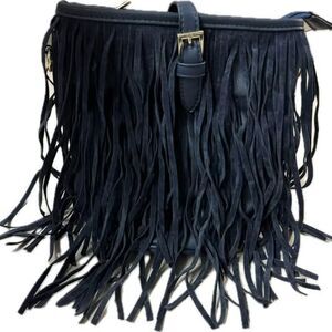 NEW-Fashion Fringe Crossed Body purse handbag - Black